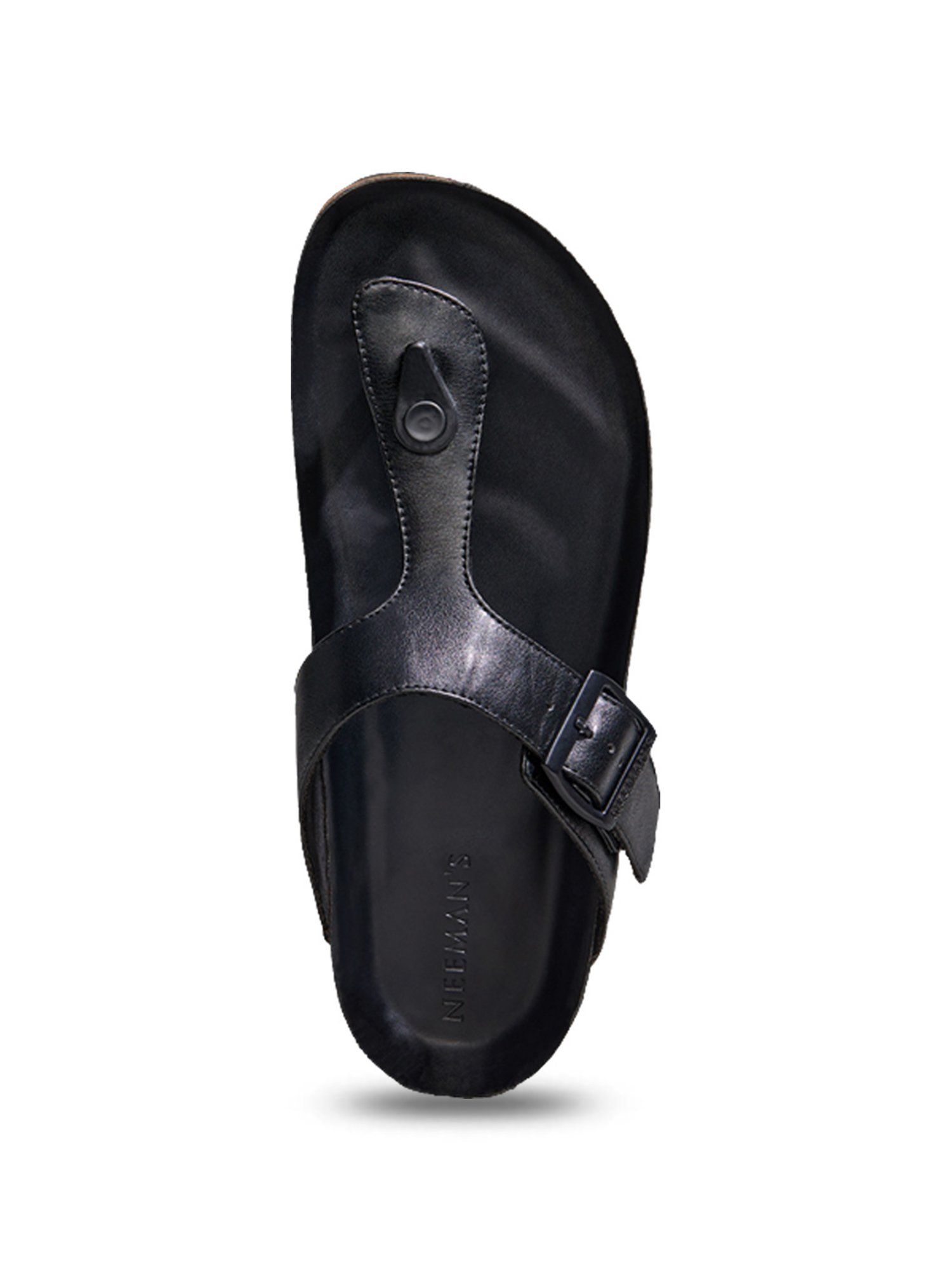 Neemans Men's Cork Black T-Strap Sandals