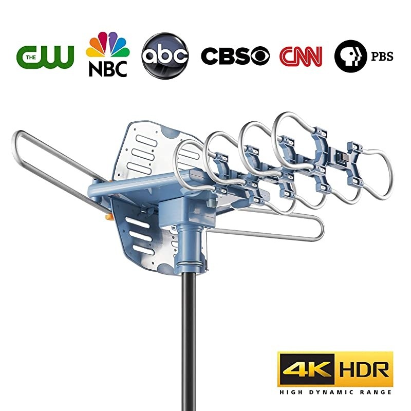 HDTV Antenna Ampilfied Digital Outdoor Antenna4K1080p High Reception40FT RG6 Coaxial Cable150 Miles Range360 Degree Rotation Wireless RemoteSnapOn Installation Support 2 TVS