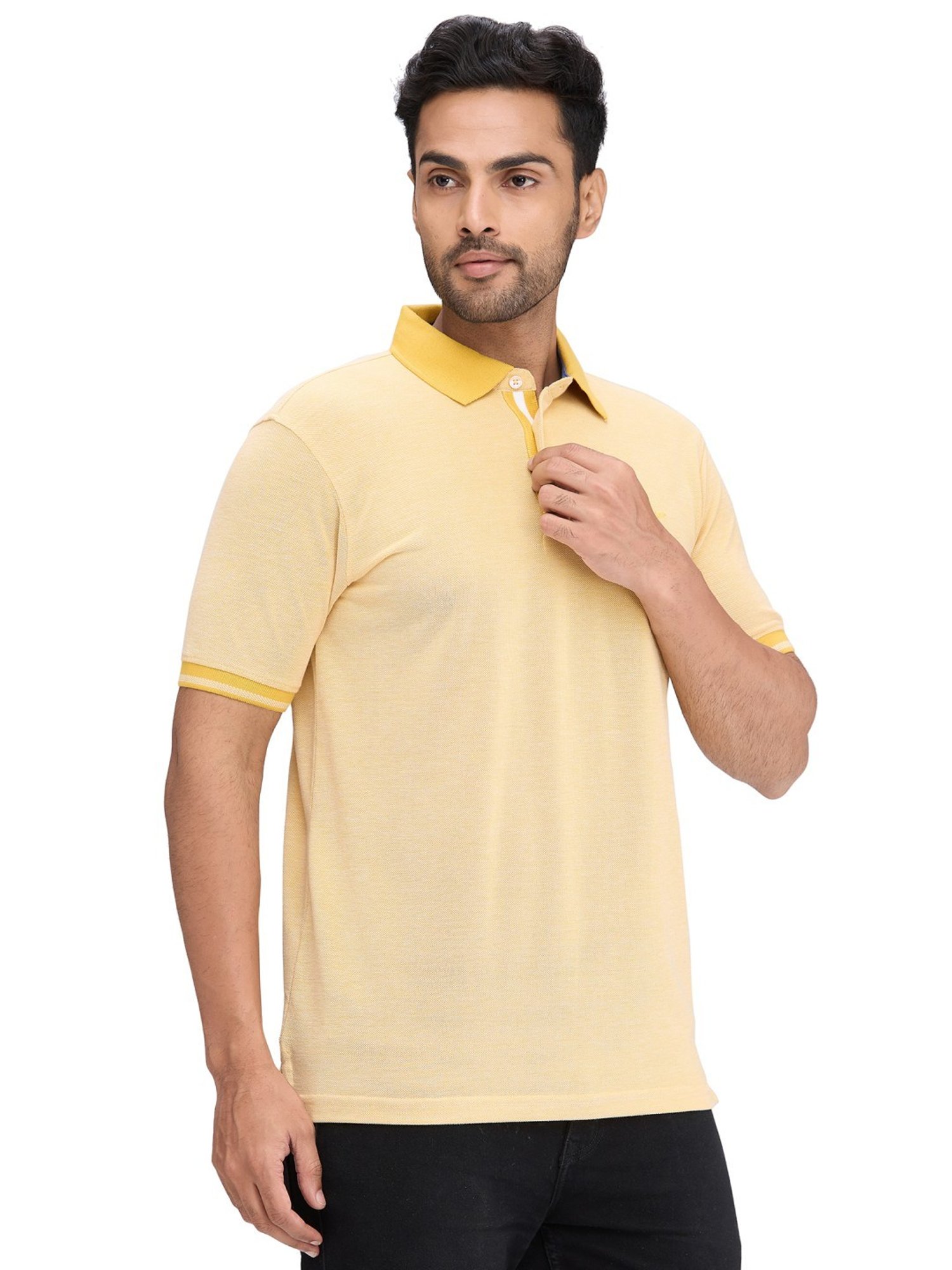 Park Avenue Yellow Slim Fit Polo T-Shirt