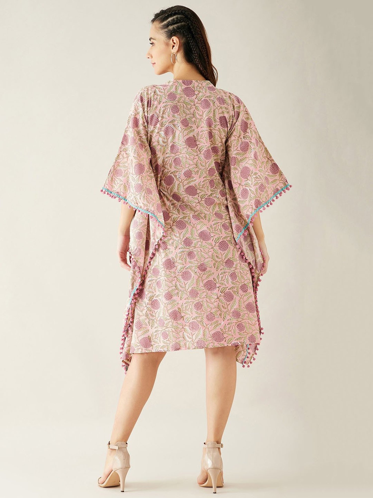 The Kaftan Company Pink Printed Kaftan Dress