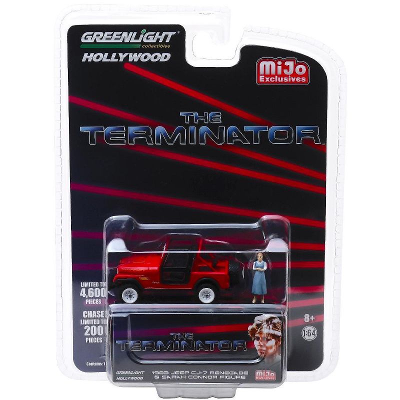 1983 Jeep CJ-7 Renegade Red w/ Sarah Connor Figure "The Terminator" (1984) Movie Ltd Ed 4,600 pcs 1/64 Car by Greenlight