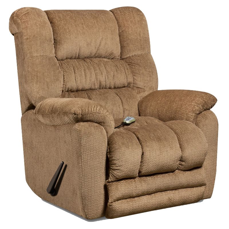 Emma and Oliver Massaging Temptation Fawn Microfiber Rocker Recliner, Heat Control