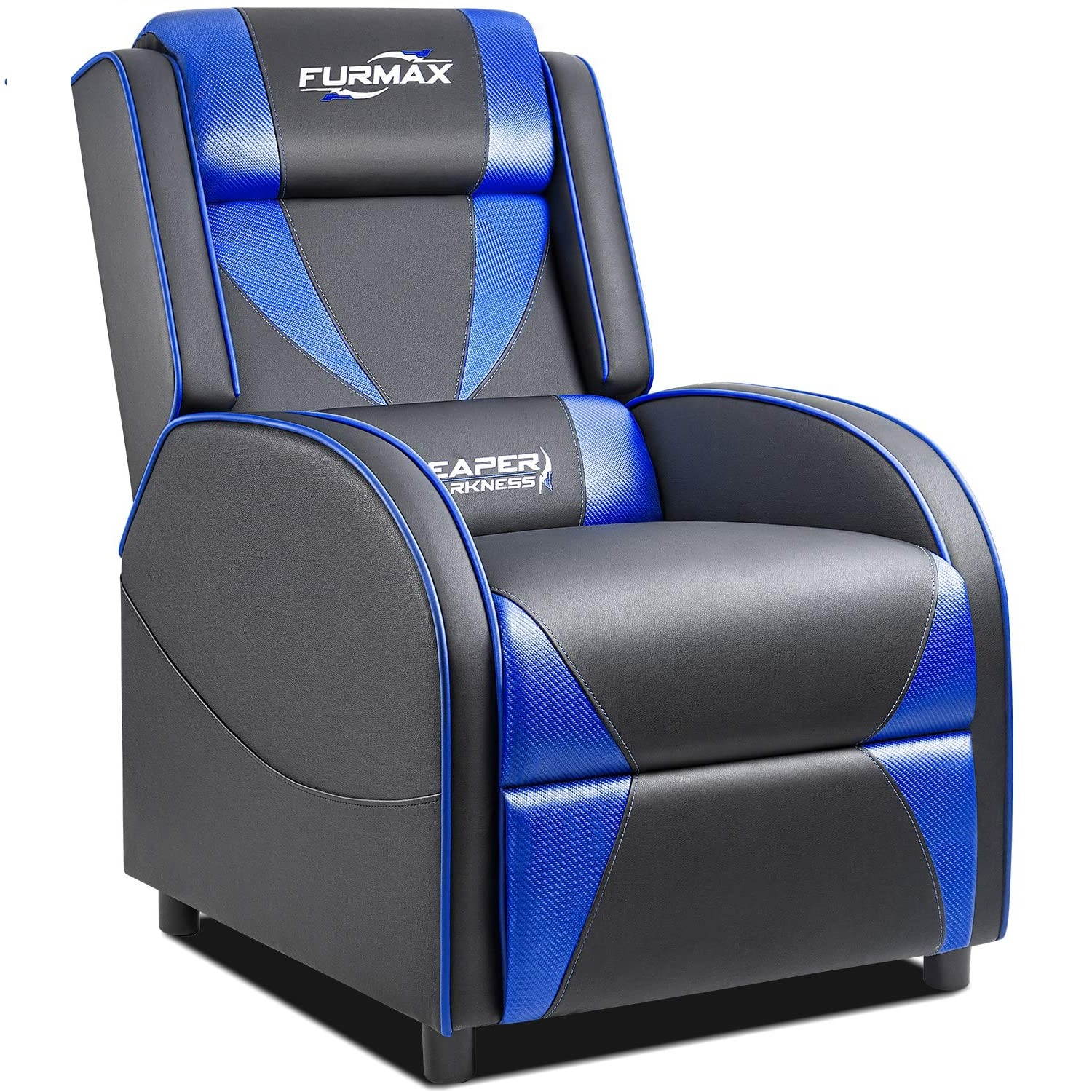 Furmax Gaming Recliner Chair Racing Style Single Ergonomic Lounge Sofa PU Leather Reclining Home Theater Seat for Living Room (Blue)