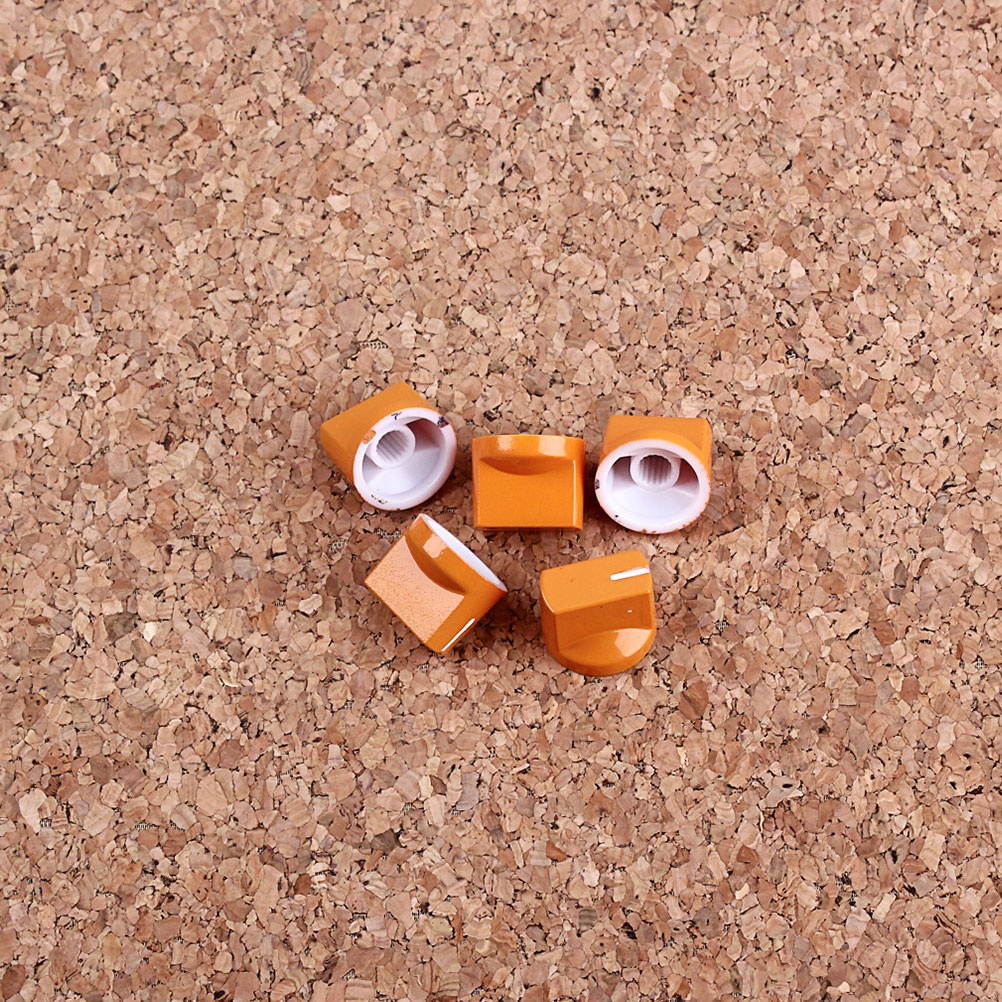 5 Pcs Plastic Flat Guitar Bass Knob Amp Amplifier Effect Pedal Knobs Guitar Accessories Parts (Orange)