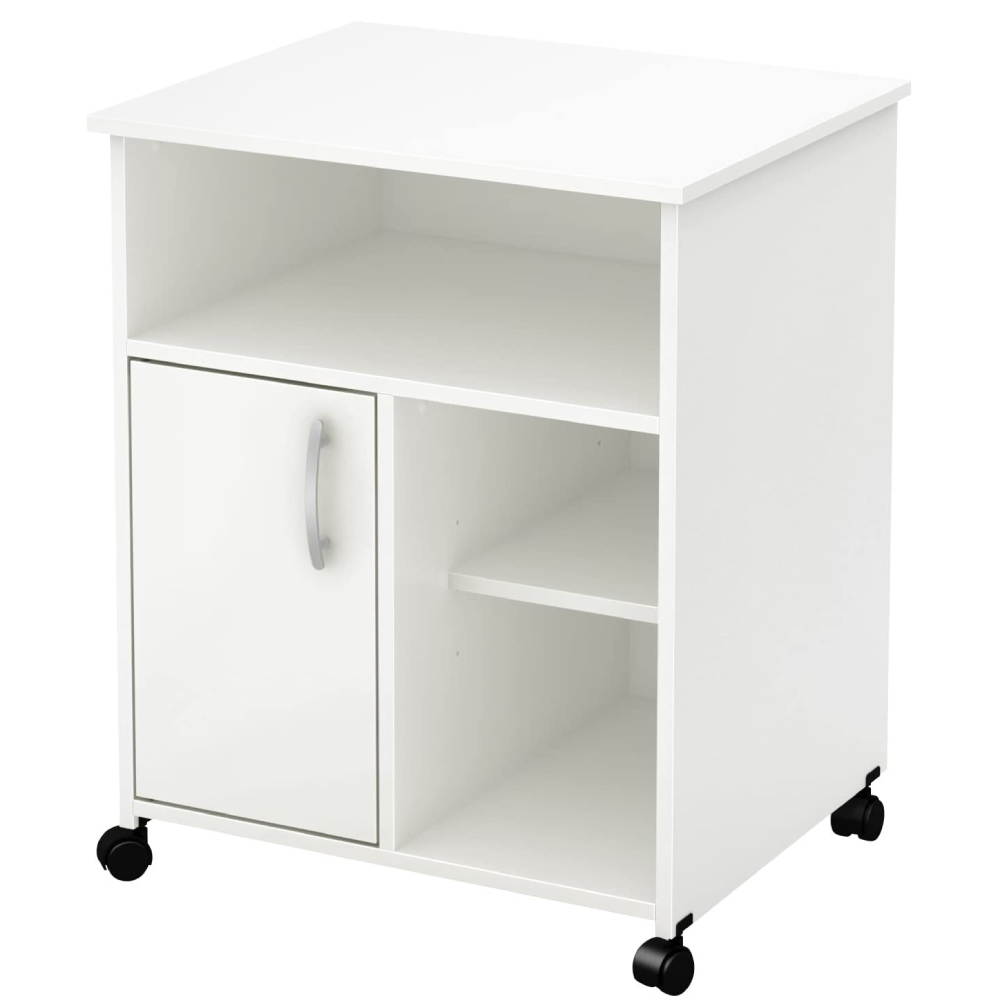 Printer Stand with Door Storage Office Cabinet, Wooden Under Desk Printer Cart Cabinet with Wheels