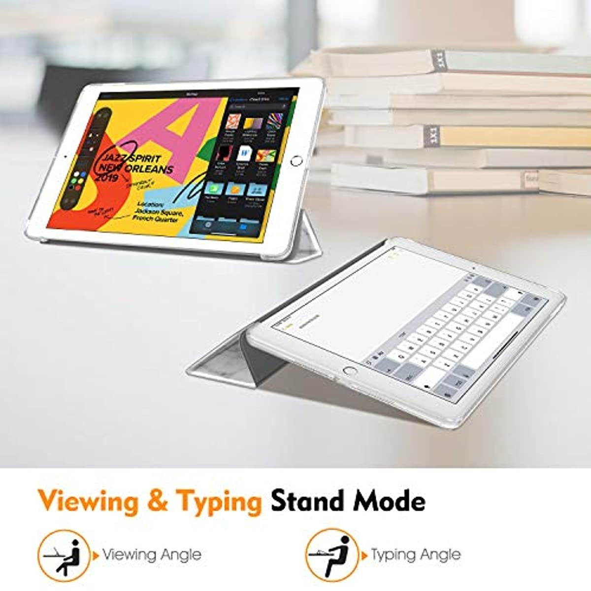 Fintie SlimShell Case for New iPad 8th Gen (2020) / 7th Generation (2019) 10.2 Inch - Soft TPU Protective Stand Back Cover, Supports Auto Wake/Sleep, Marble White