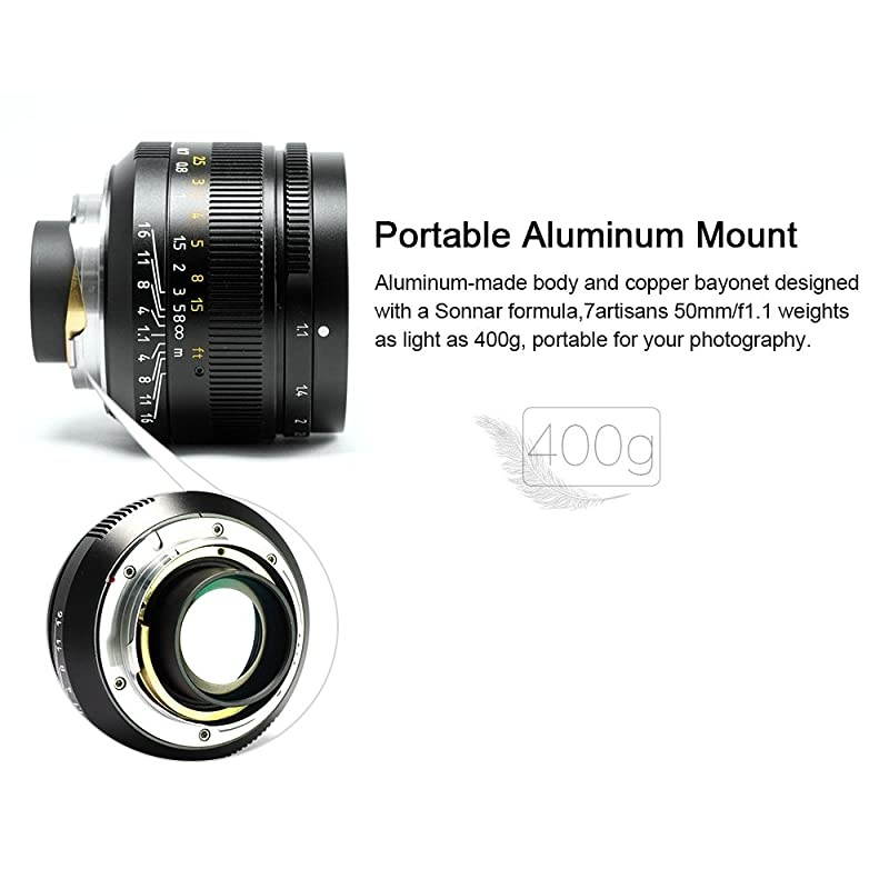 50mm F1.1 Full Frame Large Aperture Fixed Lens for Leica M-Mount Cameras Like Leica M2 M3 M4-2 M5 M6 M7 M8 M9 M10 M4P M9p M240 M240P ME M262 M-M CL -Black