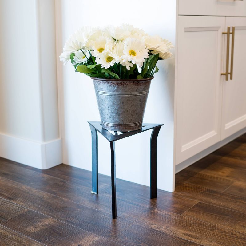 12" Tall Triangular Trivet Iron Plant Stand Graphite Powder Coat - Achla Designs