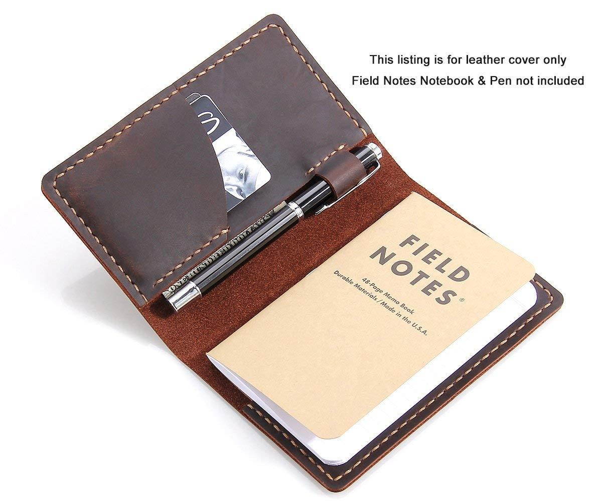 Leather Journal Cover for Field Notes, Moleskine Cahier Cover, Handmade Vintage Leather Cover for 3.5" x 5.5" Notebooks, Coffee