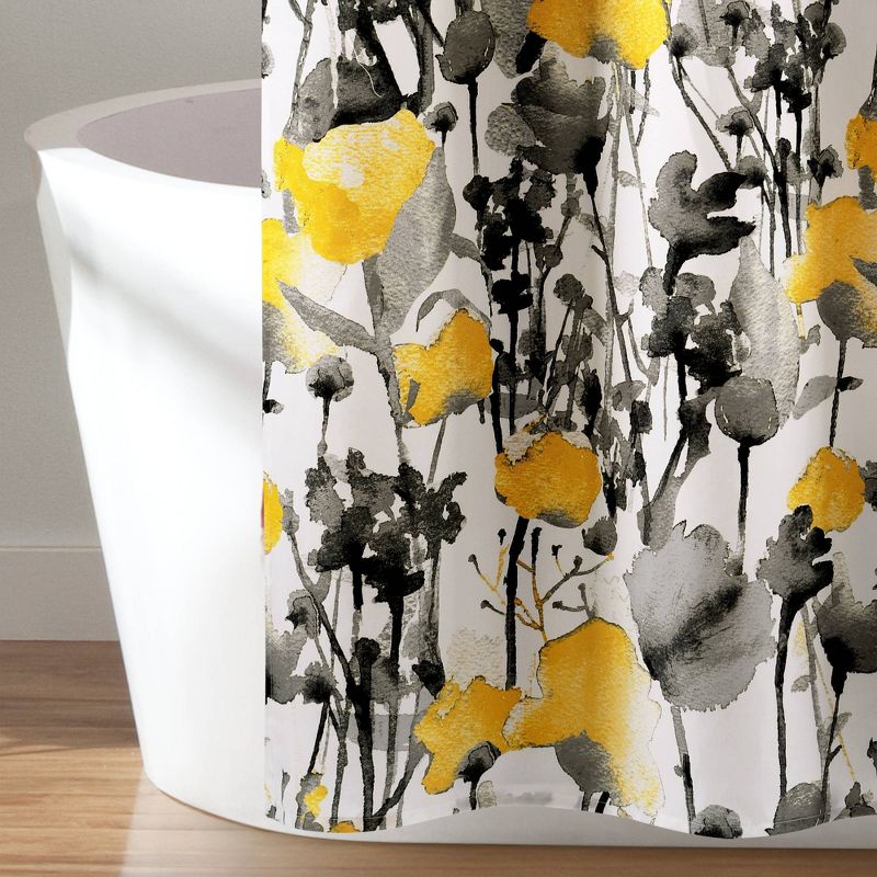 Zuri Flora Shower Curtain Yellow/Gray - Lush Décor