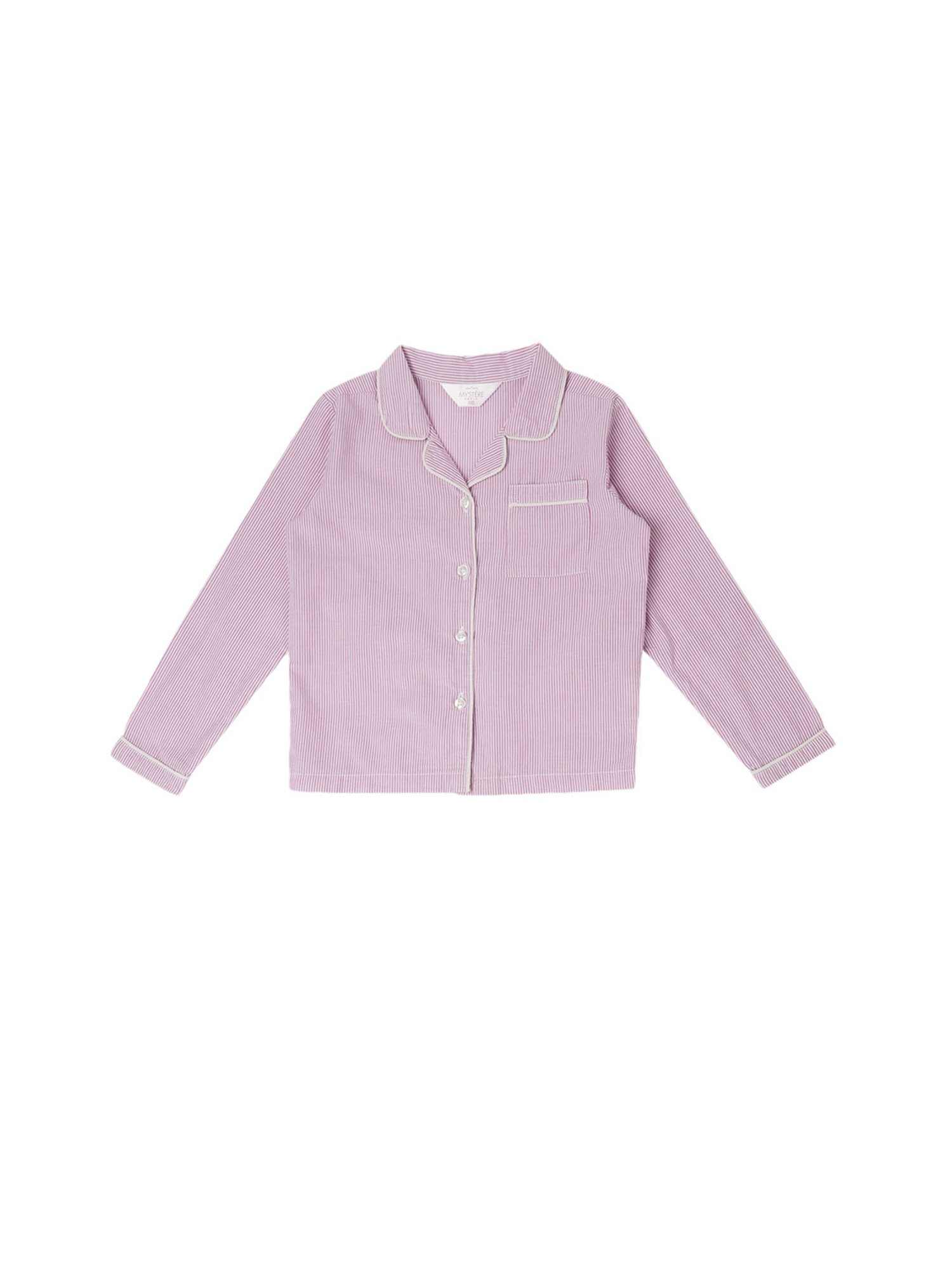Mystere Paris Girls Purple Striped Shirt with Pyjamas