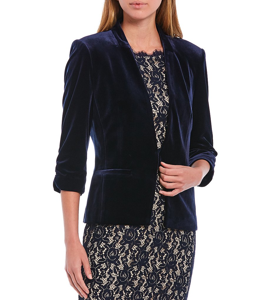 Eliza J Velvet Deep-V Blazer