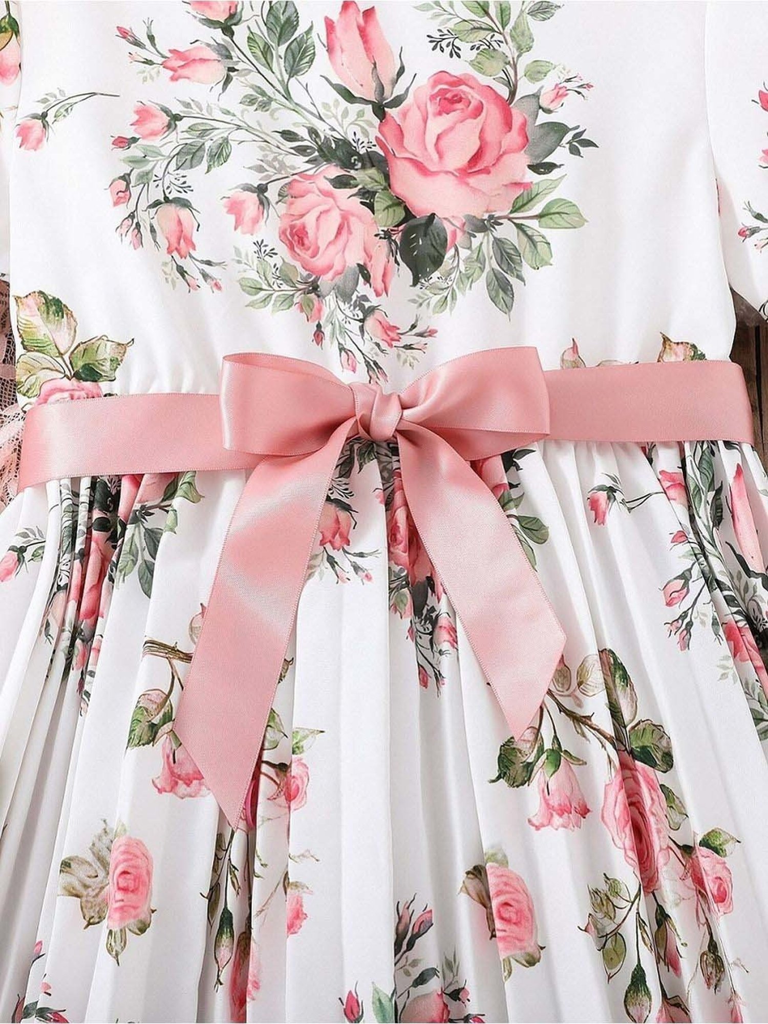 Bolly Lounge Girls Snow White & Pink Floral Dress