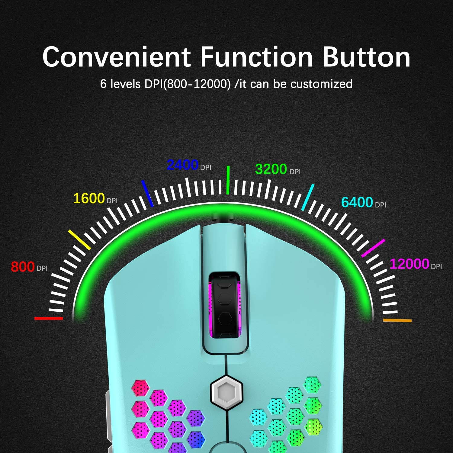 Wired Lightweight Gaming Mouse,26 RGB Backlit Mice with 7 Buttons Programmable Driver,PAW3325 12000DPI Mice,Ultralight Honeycomb Shell Ultraweave Cable Mouse for PC Gamers and Xbox and PS4 Users