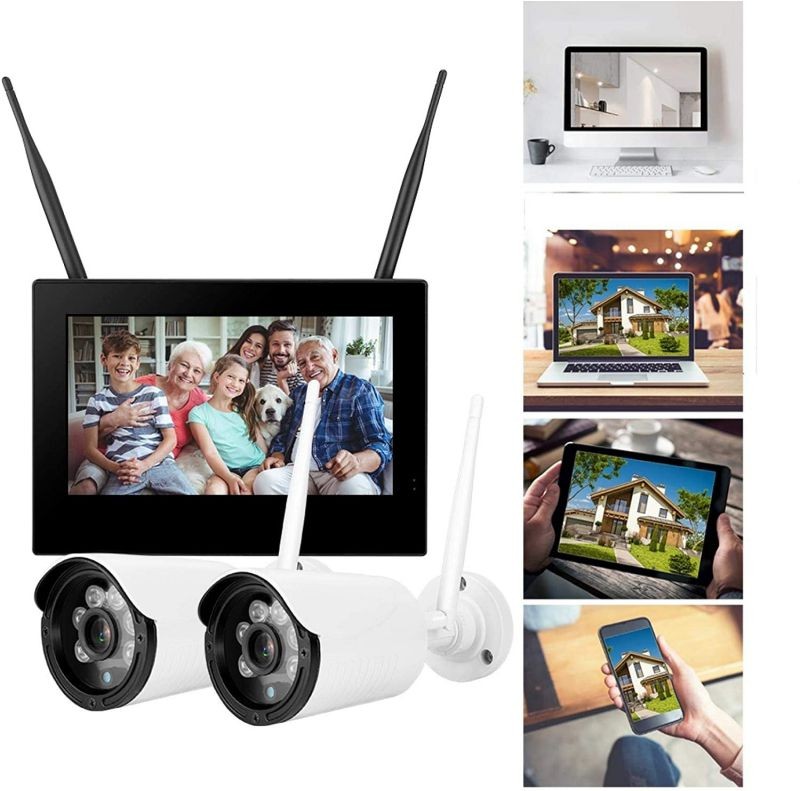 10in 1.3MP HD Wireless WiFi Baby Monitor 2 Cameras Smart DVR Home Security System (British regulations (100-240V))