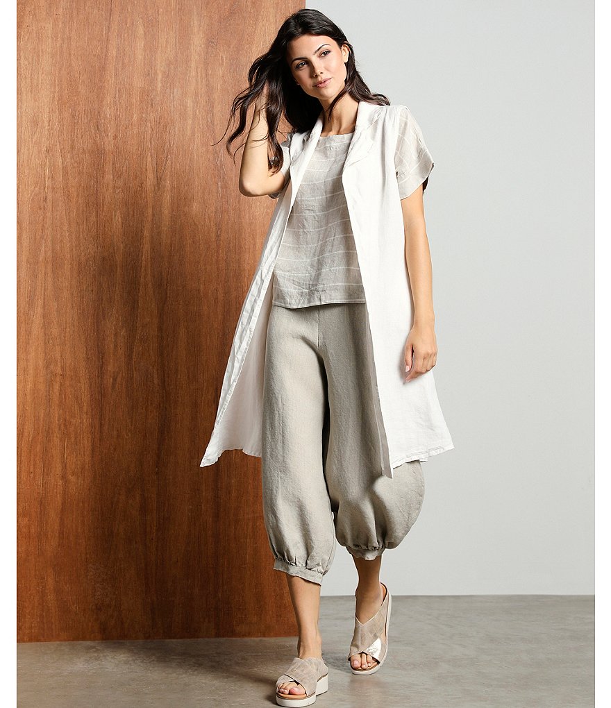 Bryn Walker Campa Natural Linen Balloon Leg Pull-On Pants