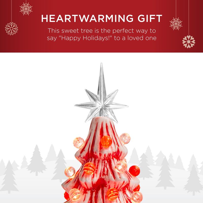 Best Choice Products 15in Pre-lit Ceramic Christmas Tree w/ Cord, Hand-Painted  Decoration - Peppermint Candy Cane