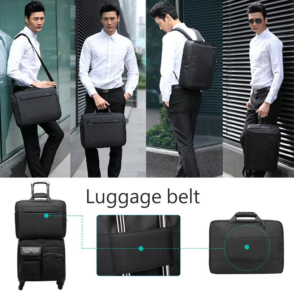 CoolBELL Convertible Backpack Messenger Bag 17.3 Inch Laptop Shoulder Bag Expendable Business Briefcase Extra Large Multi-Functional Travel Computer Bag for Men,Black