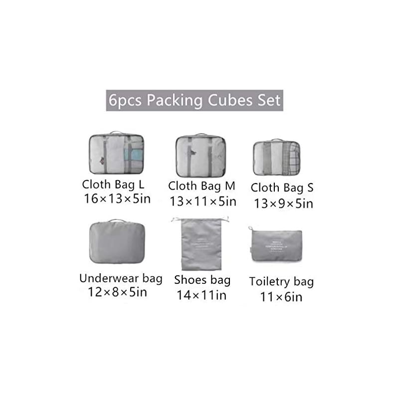 6 pcs Luggage Packing Organizers Packing Cubes Set for Travel
