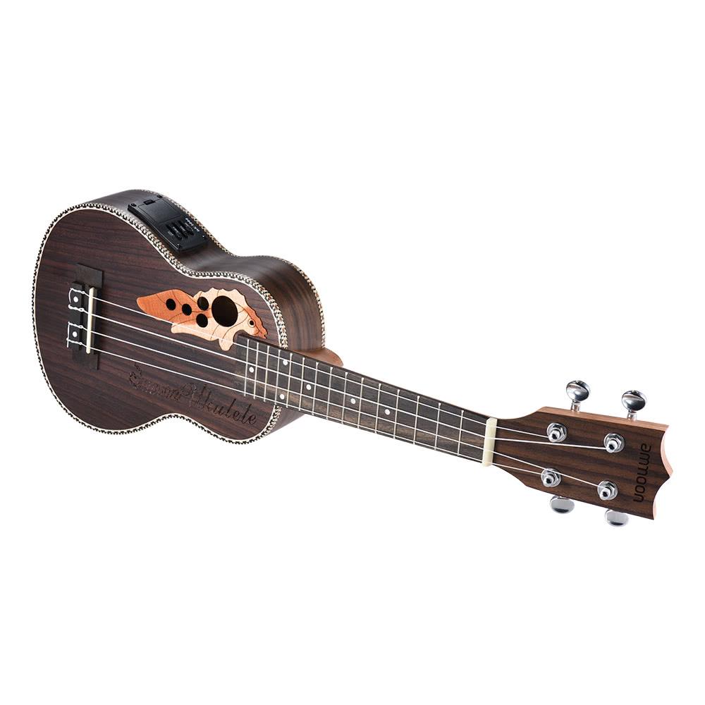 ammoon Spruce 21" Acoustic Ukulele 15 Fret 4 Strings Stringed Musical Instrument with Built-in EQ Pickup