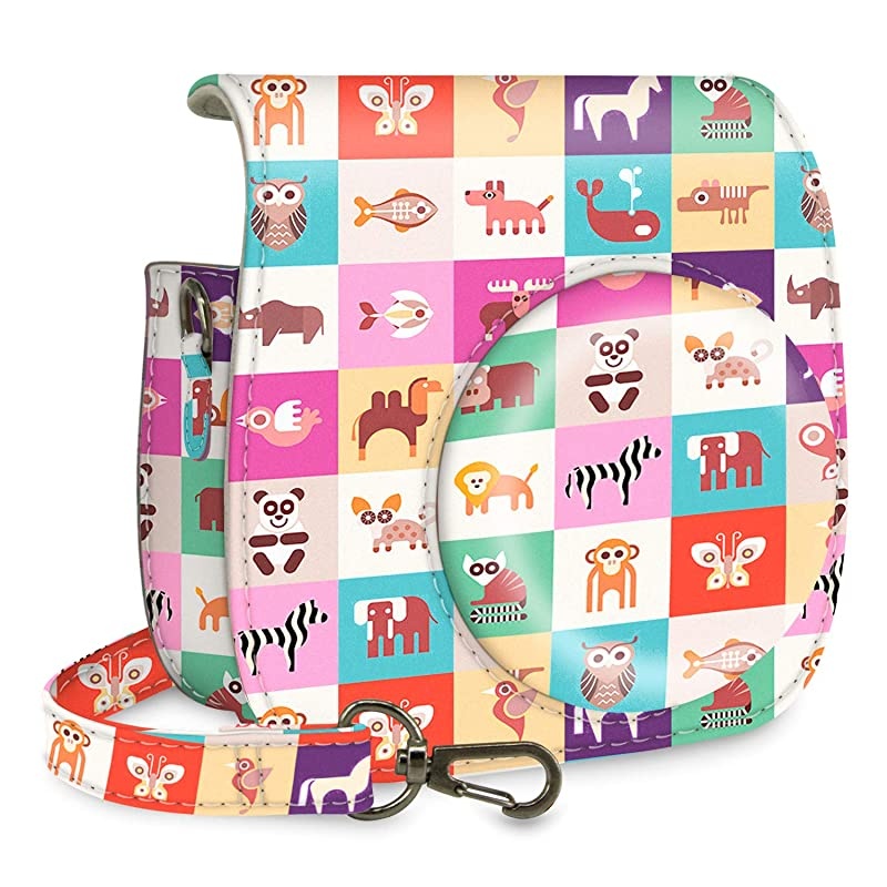 Protective Case Bag Purse Compatible with Mini 9 Mini 8 Mini 8+ Camera, Green Blue Flower