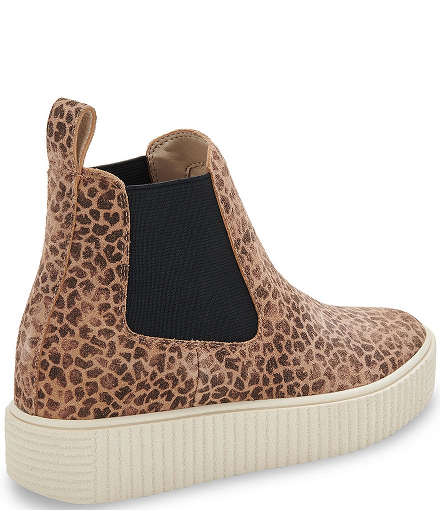 Dolce Vita Cola Leopard Print Suede Water-Repellent High Top Chelsea Sneakers