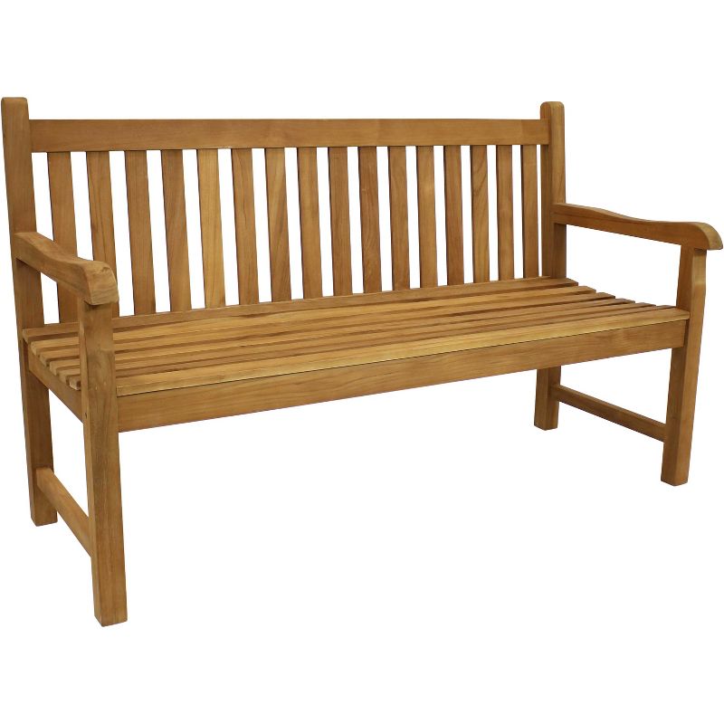 Wood Outdoor Bench in Natural Brown-Pemberly Row
