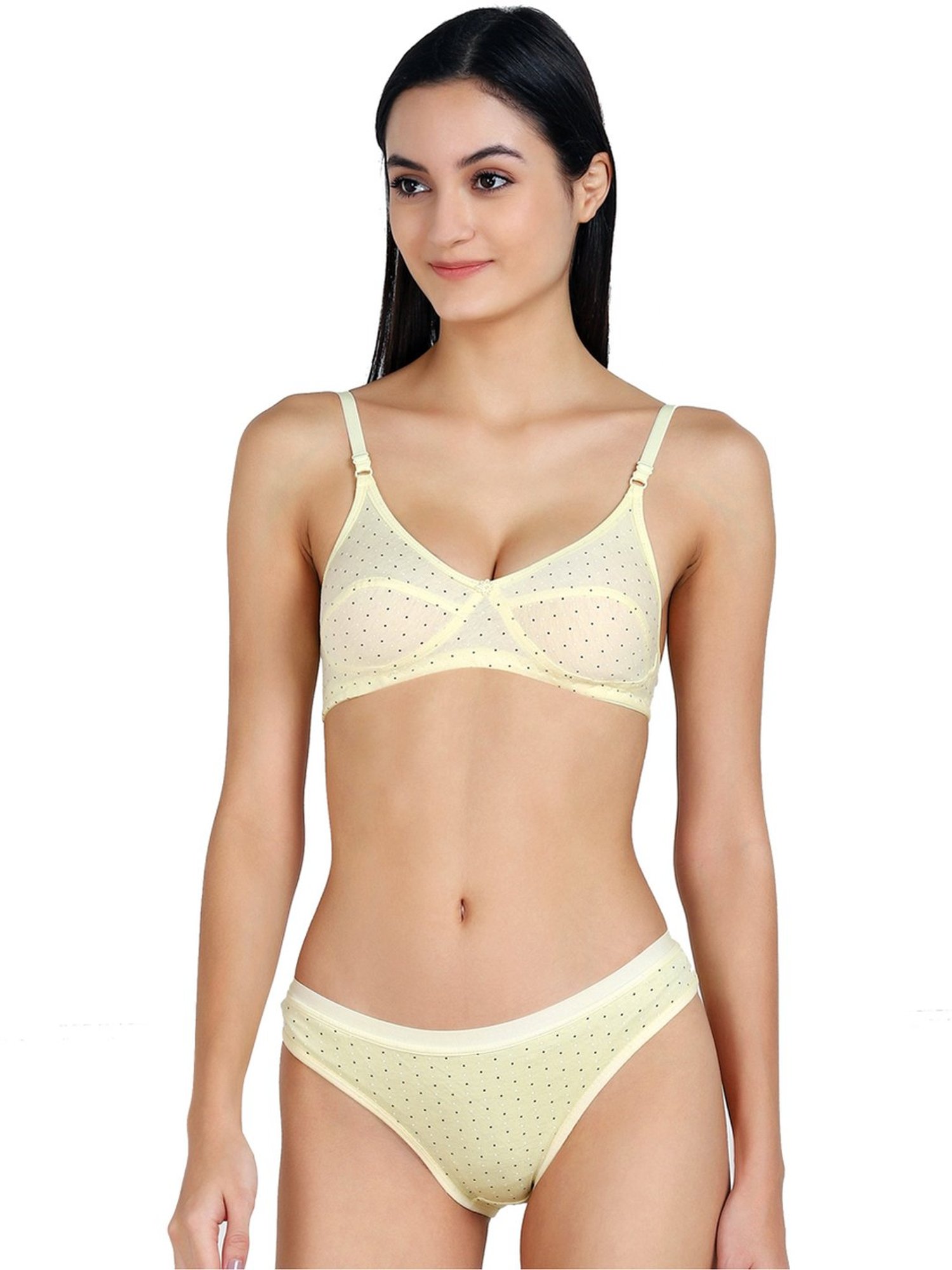 mod & shy Black Self Pattern Lingerie Set