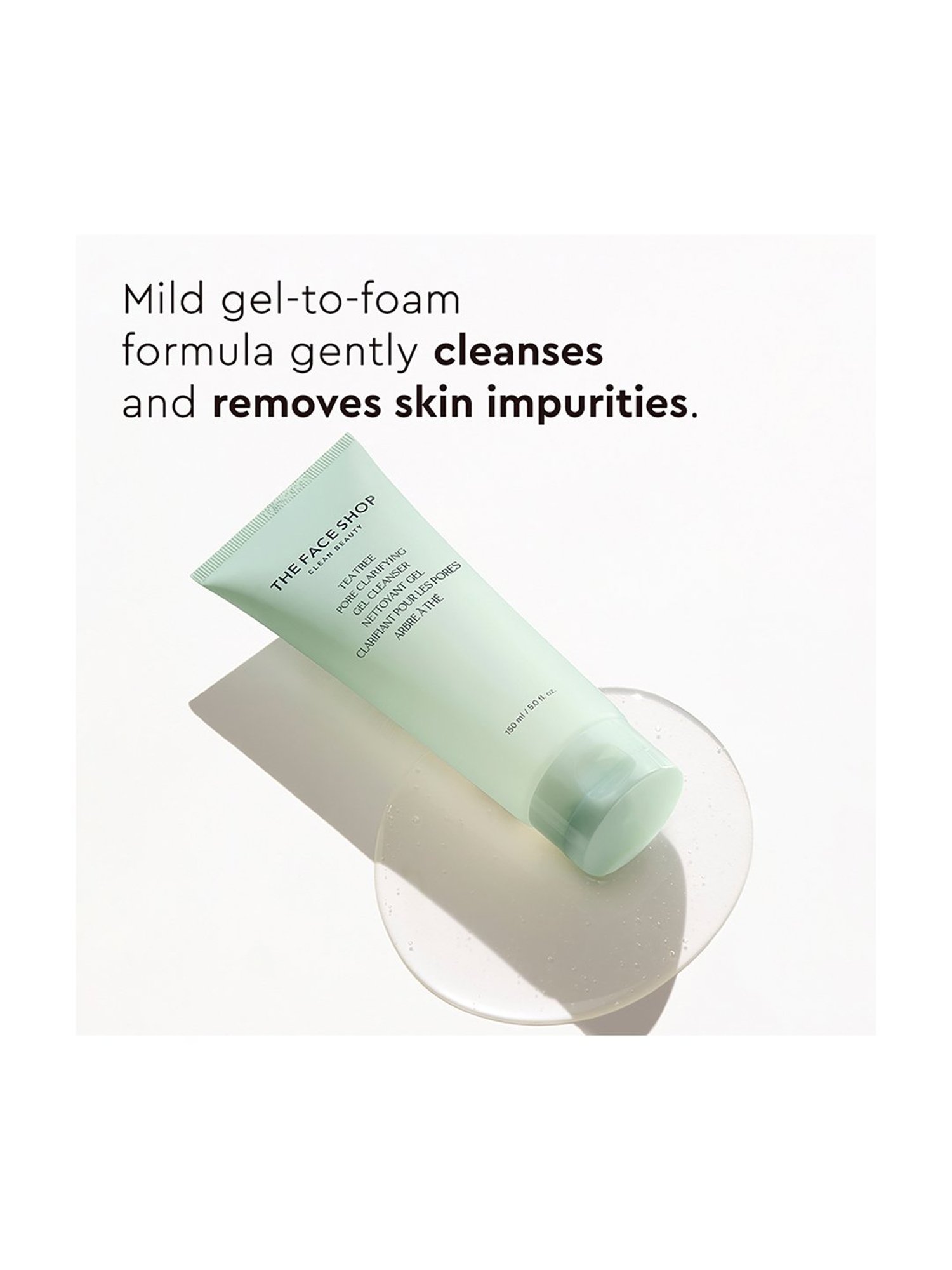 The Face Shop Tea Tree Pore Mild Gel Cleanser with AHA, IP-BHA, PHA & Hyaluronic Acid - 150 ml