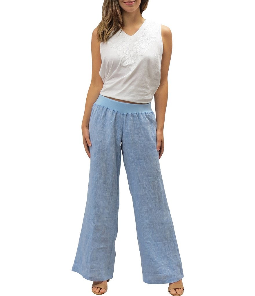Karyn Seo Brysa Wide-Leg Pull-On Linen Pants