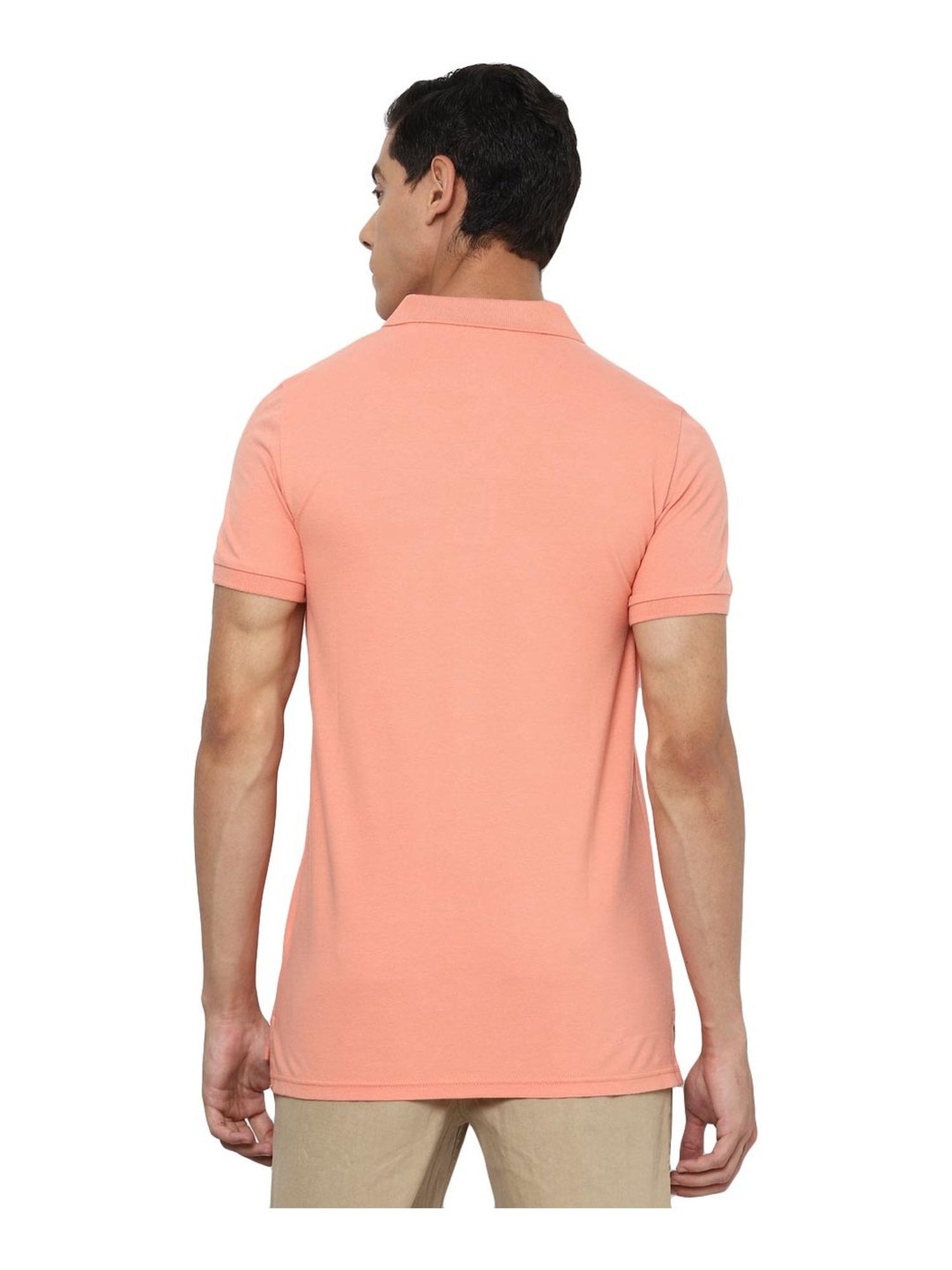 American Eagle Peach Cotton Slim Fit Polo T-Shirt