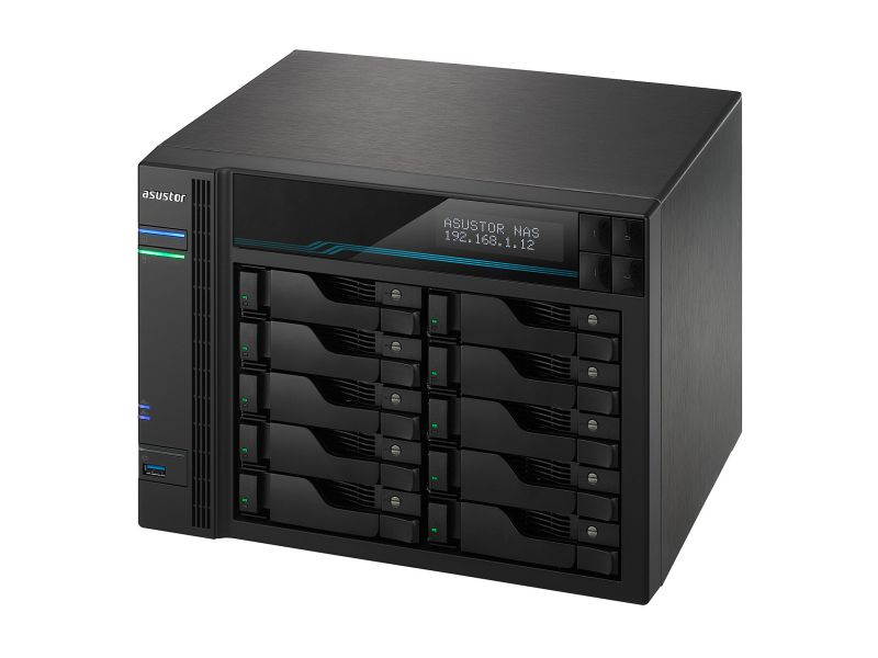 Asustor AS7110T | Lockerstor 10 Pro | Enterprise Network Attached Storage | 3.4GHz Quad-Core, One 10GbE Port, Three 2.5GbE Port, 8GB RAM DDR4 (10 Bay Diskless NAS)