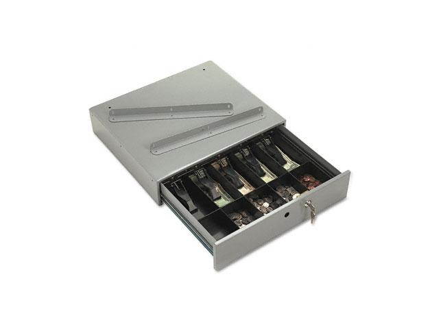 PM Company 04964 Steel Cash Drawer w/ Alarm Bell & 10 Compartments, Key Lock, Stone Gray