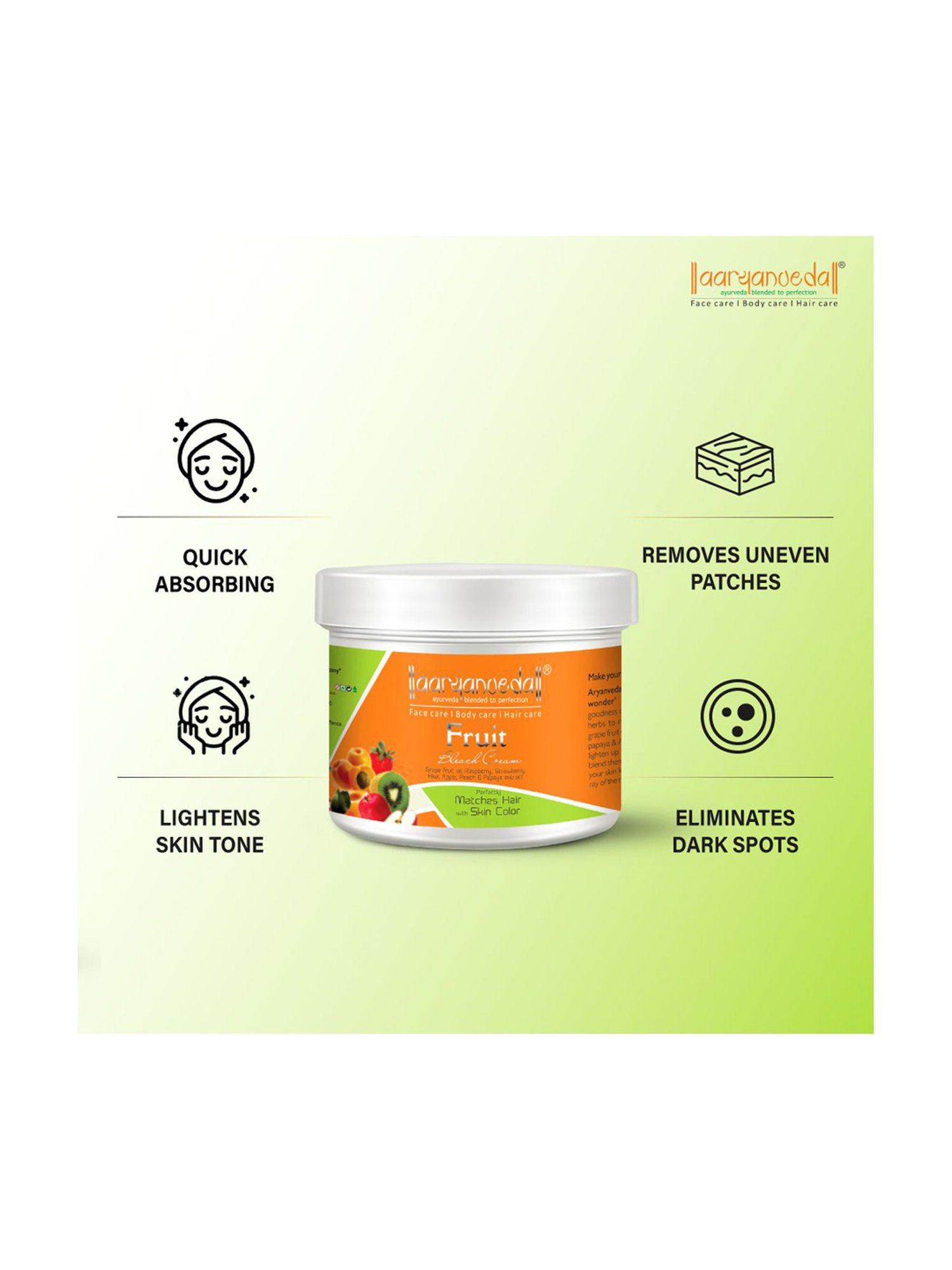 Aryanveda Herbal Fruit Bleach Cream - 250 ml