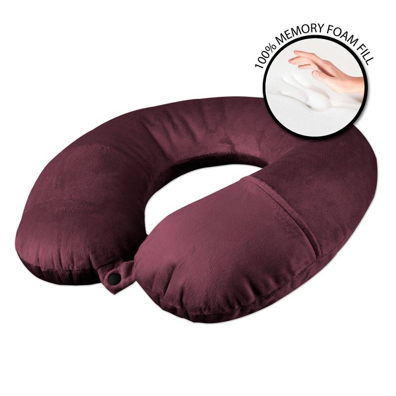 Brookstone Charcoal-Infused Memory Foam Travel Neck Pillow - Rose Pink