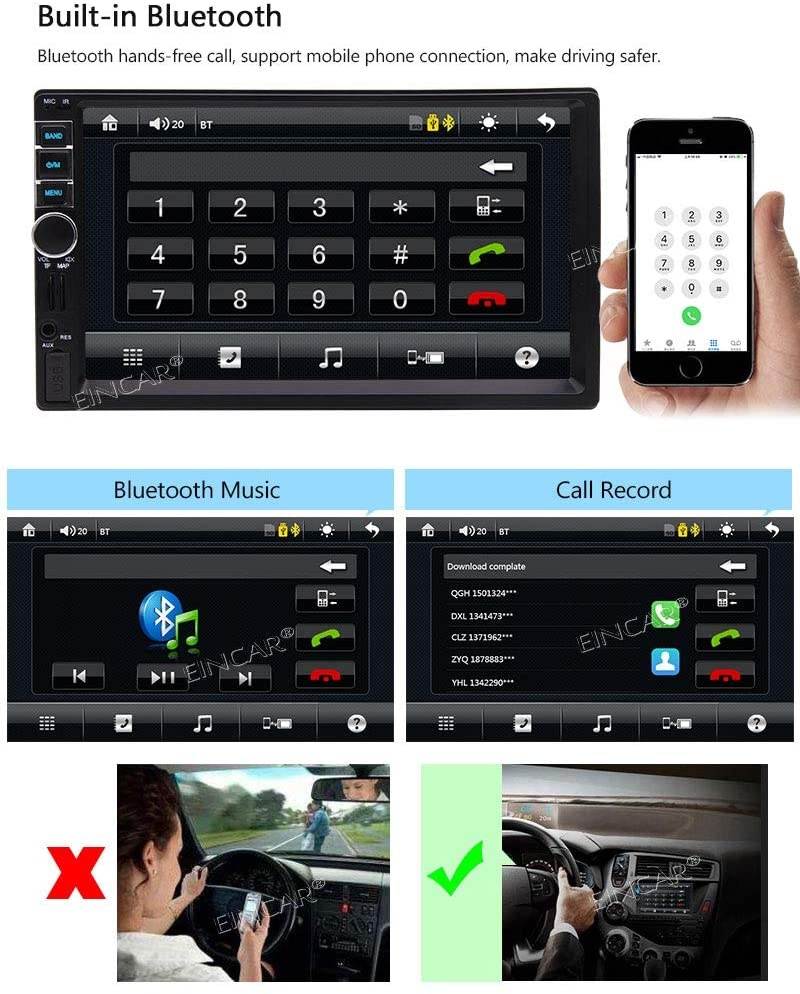 7 Inch Capacitive Touchscreen in Dash Video Player Car GPS Navigation Stereo Colorful Button/Bluetooth/USB/SD/FM Radio Receiver for Universal 2 Din with Free 8GB Map Card