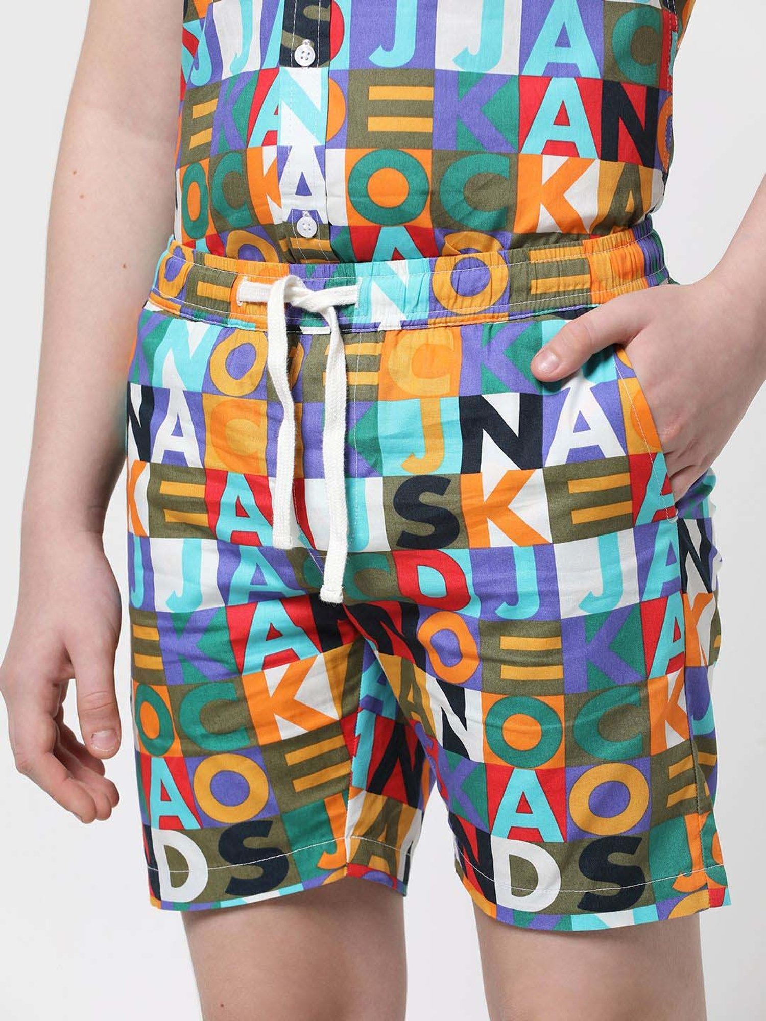 Jack & Jones Junior Multicolor Cotton Printed Shorts