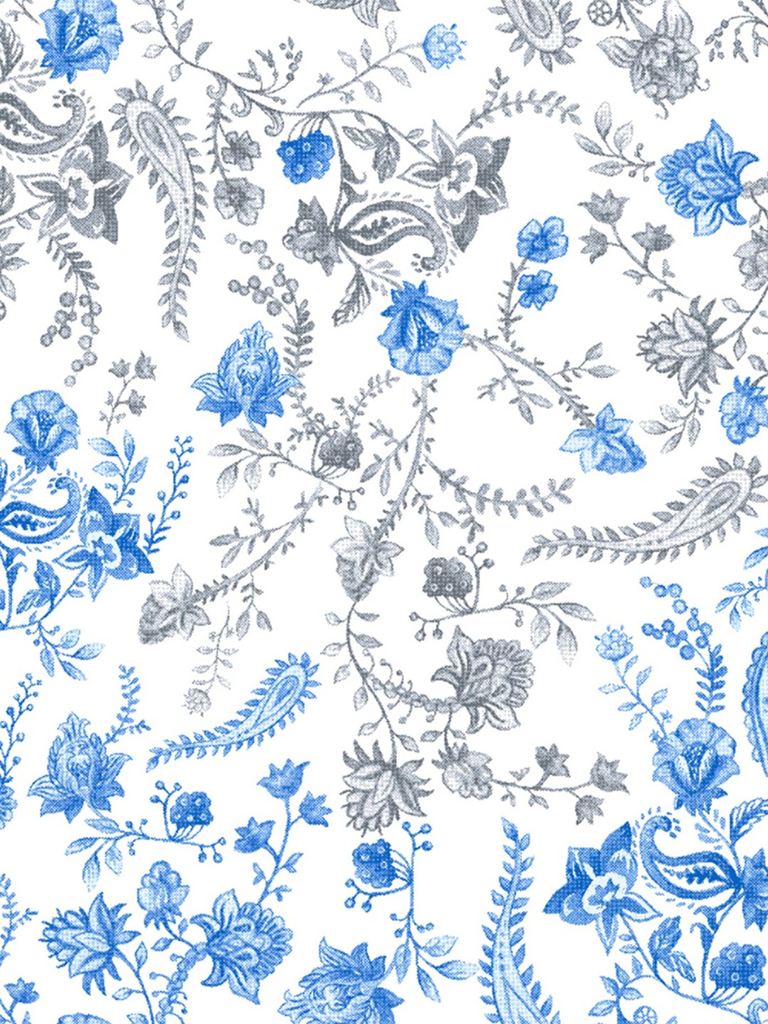 Spaces Printed Blue 144 TC Cotton Queen Fitted Sheet with 2 Pillow Covers