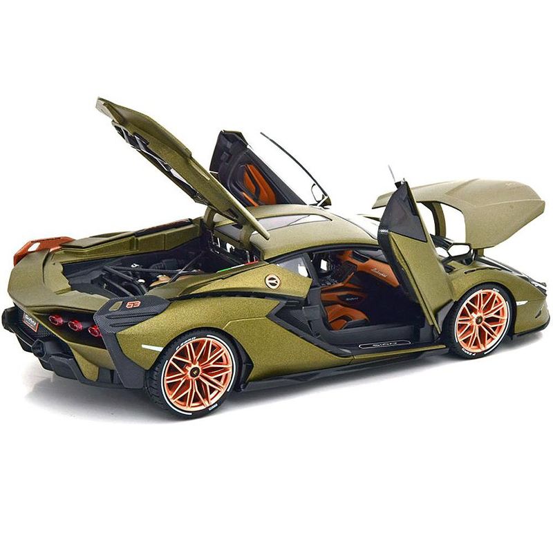 Lamborghini Sian FKP 37 Green Metallic with Copper Wheels 1/18 Diecast Model Car by Bburago