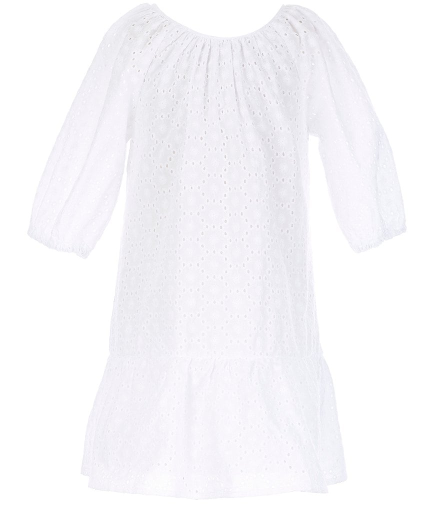 GB Girls Little Girls 2T-6X Puff-Sleeve Eyelet A-Line Dress
