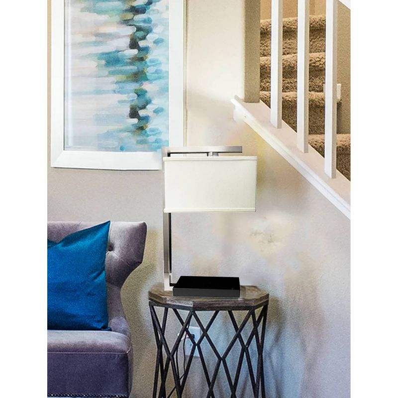 24" Retro Metal Table Lamp with Rectangular Shade Black - Ore International