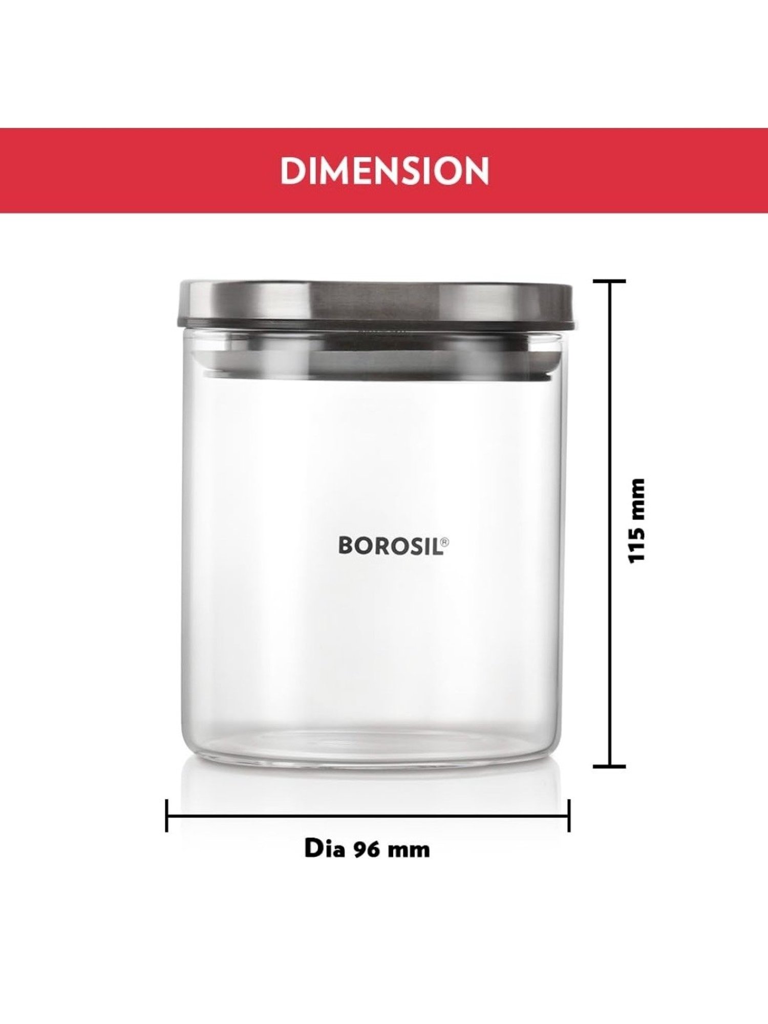 Borosil Transparent Glass Jar & Container (600ml)