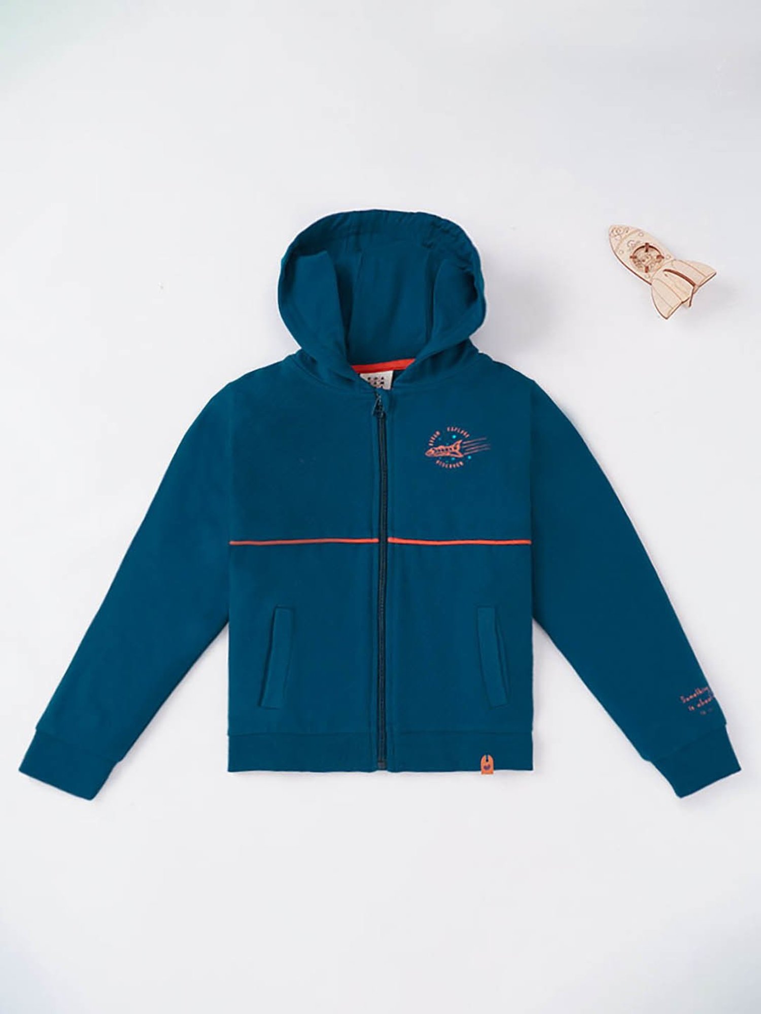 Allen Solly Junior Navy & Green Color Block Full Sleeves Jacket