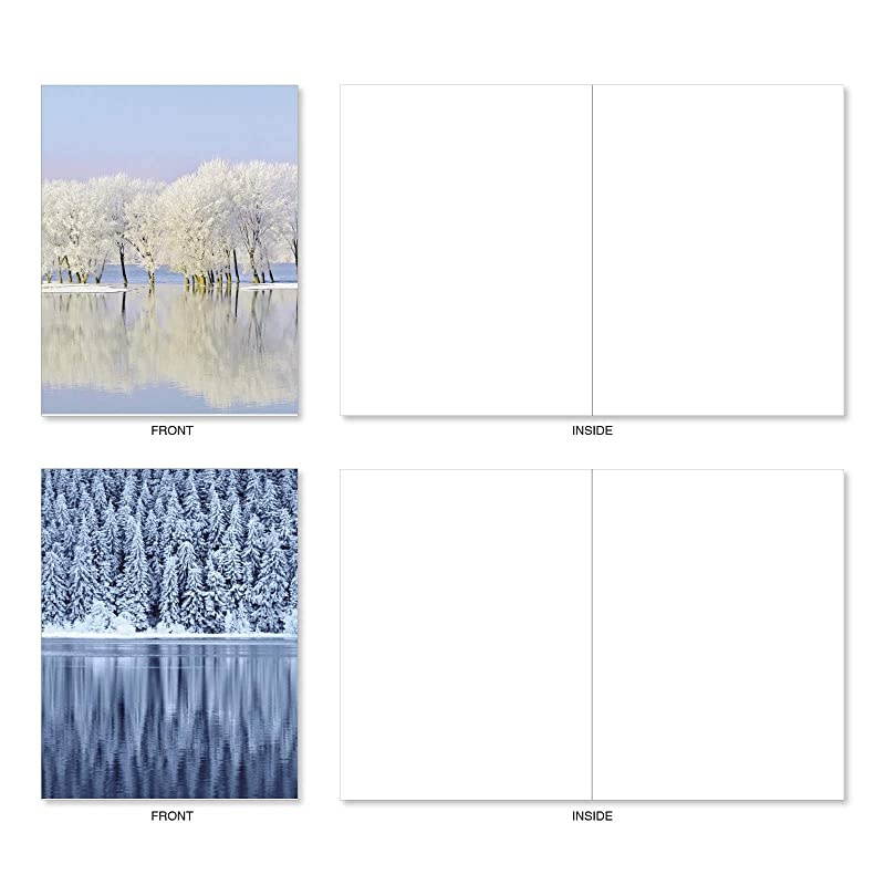 Box of 10 White Landscapes Blank Note Cards with Envelopes 4 x 512 Inch Beauty of Nature All Occasion Greeting Cards Assorted Boxed Notecard Set AM6134OCBB1x10