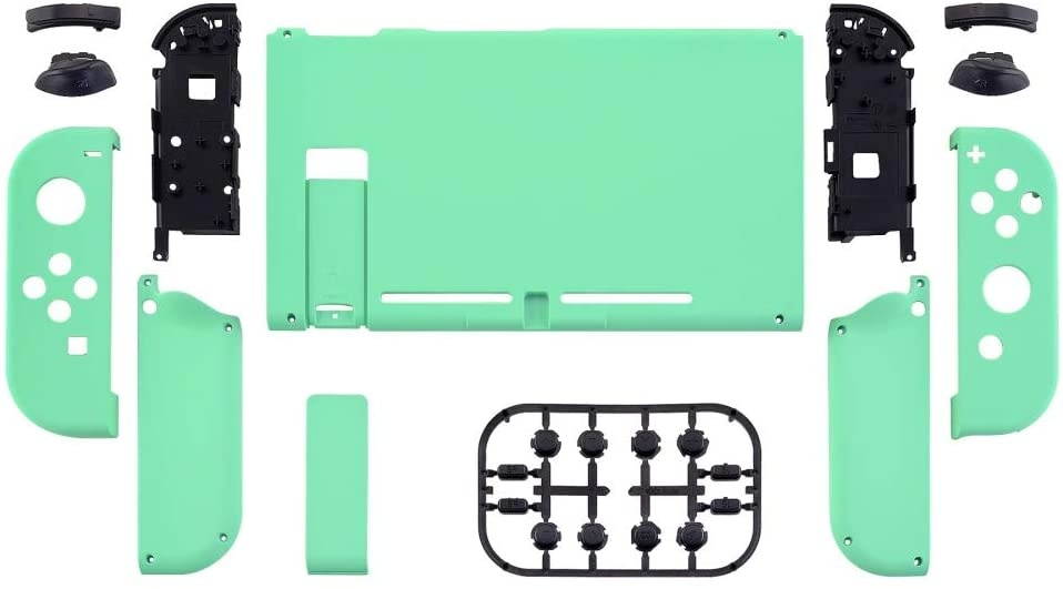 eXtremeRate Soft Touch Grip Back Plate for Nintendo Switch Console, NS Joycon Handheld Controller Housing with Full Set Buttons, DIY Replacement Shell for Nintendo Switch - Mint Green