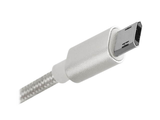 SilverStone Technology Micro USB Cable for Most Smartphones / LG / Samsung / Reversible USB-A / Reversible Micro USB-B / 1000MM - Silver - CPU01S