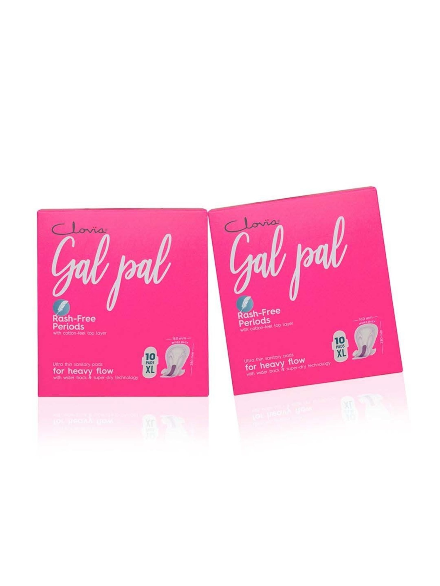 Clovia Botaniqa Gal Pal Sanitary 20 Pads XL for Heavy Flow - 280 mm