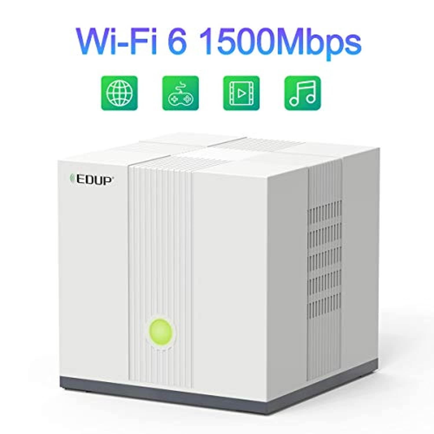 AX1500 WiFi 6 Router AX for Whole Home, Dual Band Wireless Router with 2 Gigabit Ethernet Ports 802.11ax Up to 1500 sq. ft. Coverage  and  40+ Devices, OFDMA, MU-MIMO, WDS, Adaptive Qos  a (EP-AX1500)