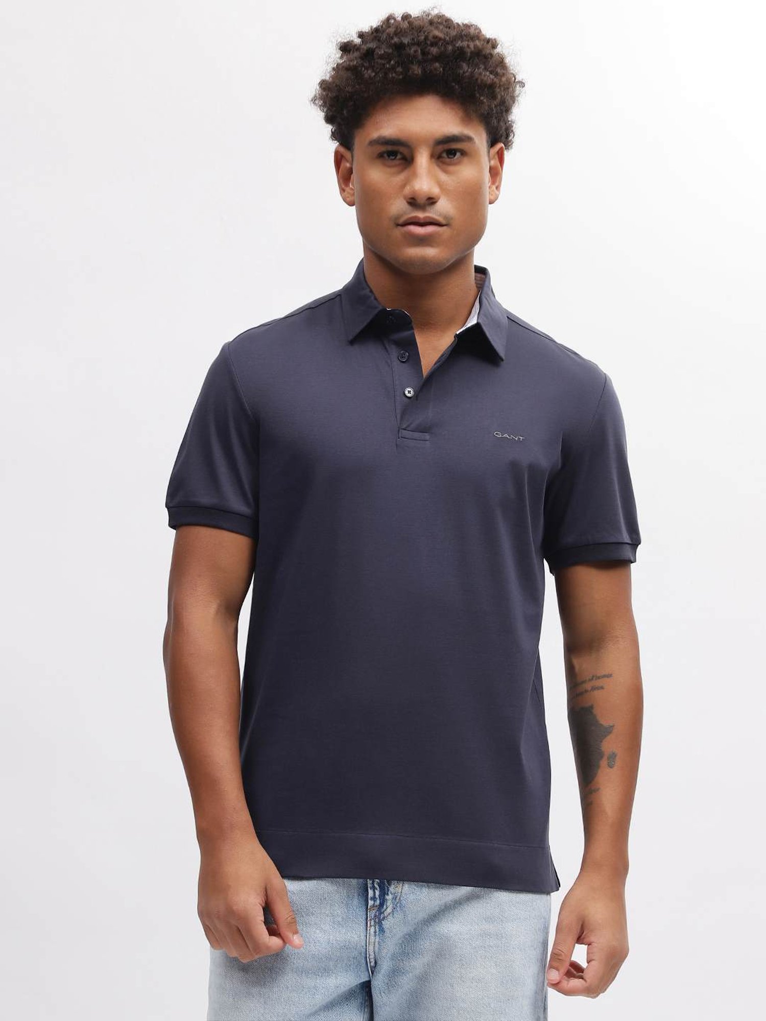 GANT Solid Polo Neck Slim Fit T-Shirt