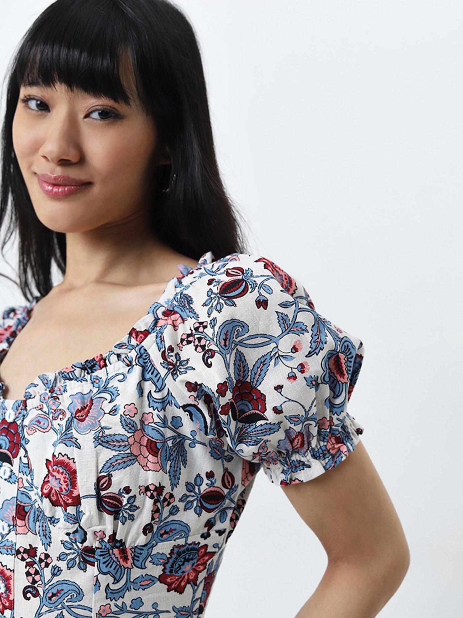 Bombay Paisley by Westside Multicolour Floral Printed Cotton Blend Top